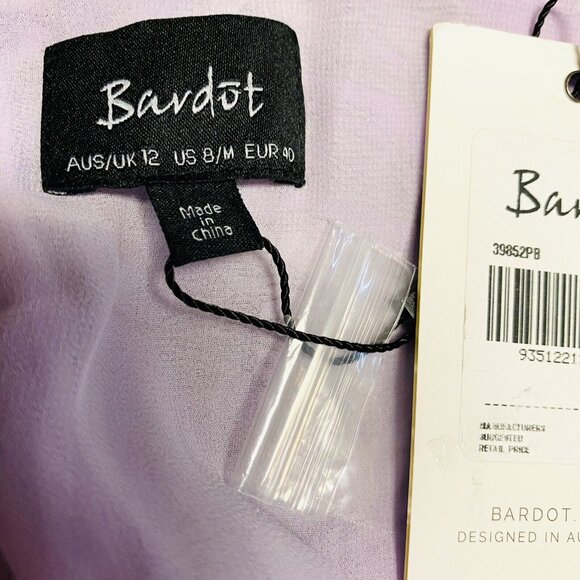 Bardot Romper sz 8 Purple Floral Edrie Frill Cold-shoulder Spring Bloom NWT new - Picture 7 of 7